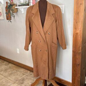 vintage Cassidy hand tailored 100% wool trench coat womens size large tan minima